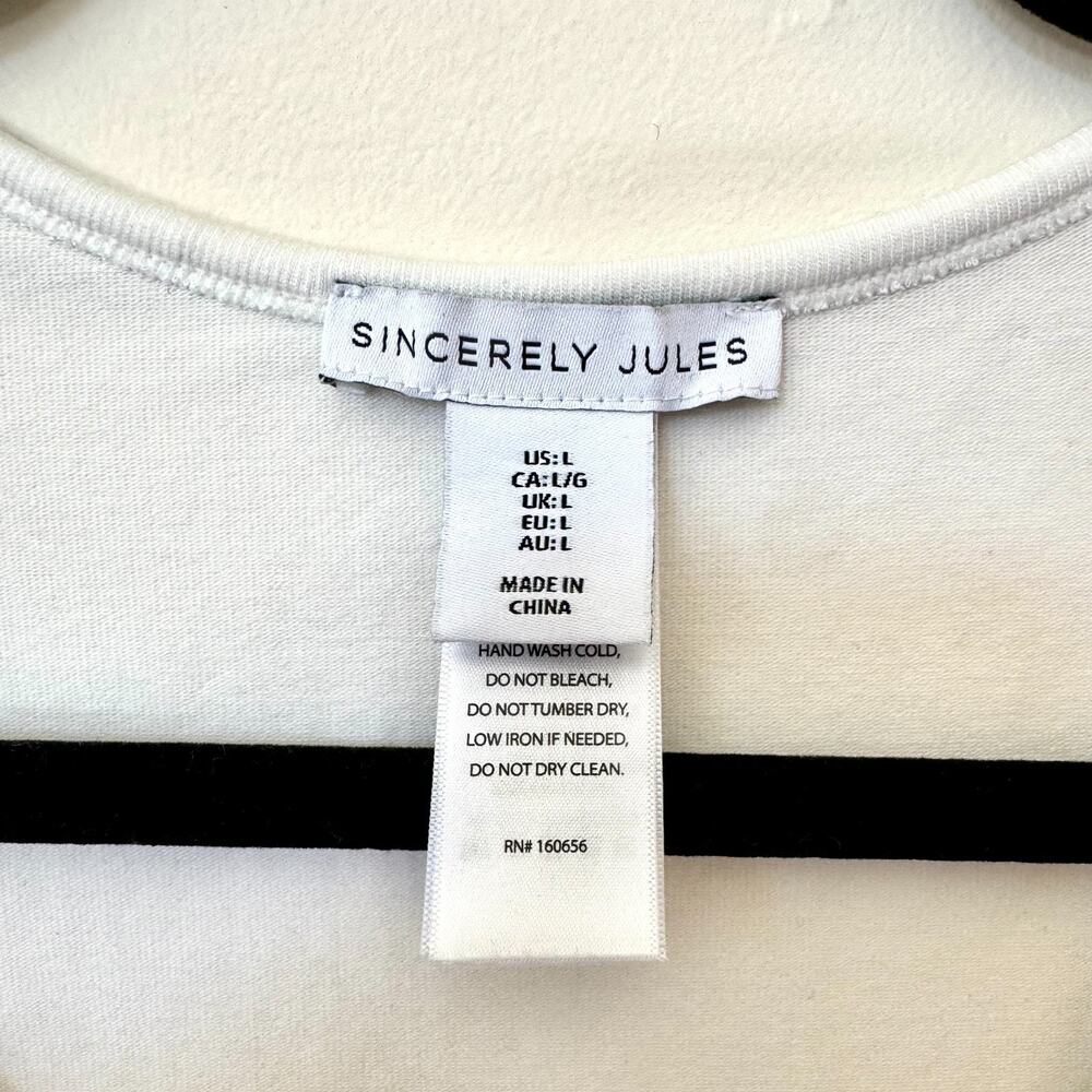 Sincerely Jules White Stretchy Scoop Neck Crop Tank Top Contrast Trim Size Large - Picture 8 of 8